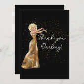 ブラック&ゴールデンハリウッドのグラムサンキューカード サンキューカード (正面/裏面)