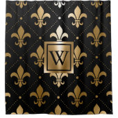 ブラック&ゴールデンフルーアデリス シャワーカーテン (正面)