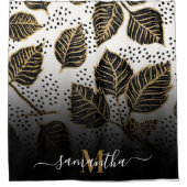 ブラック&ゴールデンフローラ シャワーカーテン (正面)