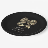 ブラック&ゴールデンボウのミニマリストクリスマス ペーパープレート (アングル)