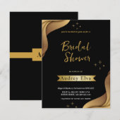 ブラック&ゴールデンミニマリストブライダルシャワー招待 招待状 (正面/裏面)