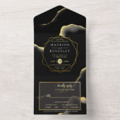 ブラック&ゴールデン💍モダン抽象芸術インキー油 オールインワン招待状 (内側)