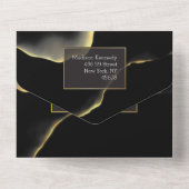 ブラック&ゴールデン💍モダン抽象芸術インキー油 オールインワン招待状 (裏面)
