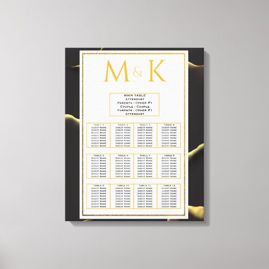 ブラック&ゴールデン💡モダン抽象芸術インキー油 キャンバスプリント (正面)