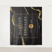 ブラック&ゴールデン💍モダン抽象芸術インキー油 タペストリー (正面)