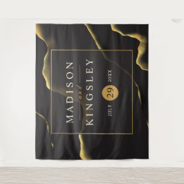 ブラック&ゴールデン💍モダン抽象芸術インキー油 タペストリー