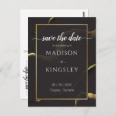 ブラック&ゴールデン💡モダン抽象芸術インキー油 ポストカード (正面/裏面)