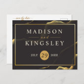 ブラック&ゴールデン💡モダン抽象芸術インキー油 ポストカード (正面/裏面)