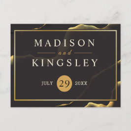 ブラック&ゴールデン💡モダン抽象芸術インキー油 ポストカード