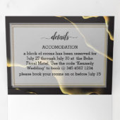 ブラック&ゴールデン💍モダン抽象芸術インキー油 三つ折り招待状 (内部最初)