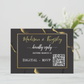 ブラック&ゴールデン💡モダン抽象芸術インキー油 招待状 (スタンド正面)