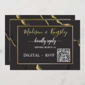 ブラック&ゴールデン💡モダン抽象芸術インキー油 招待状 (正面/裏面)