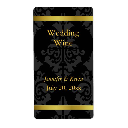 ブラック&ゴールデン結婚ワインラベル ラベル (正面)