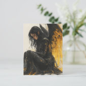 ブラック&ゴールデン詳細エンジェル ポストカード (スタンド正面)