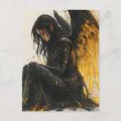 ブラック&ゴールデン詳細エンジェル ポストカード (正面)