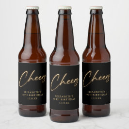 ブラック＆ゴールドで乾杯 アダルト 誕生日パーティー ビールラベル