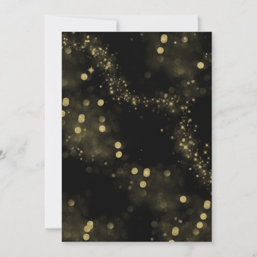 ブラック&ゴールドのアブストラクトニュー ムーンスパークルウェディング 招待状 (裏面)