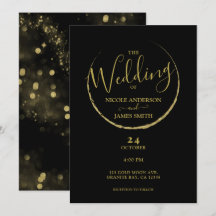 ブラック＆ゴールドのアブストラクトニュー ムーンスパークルウェディング