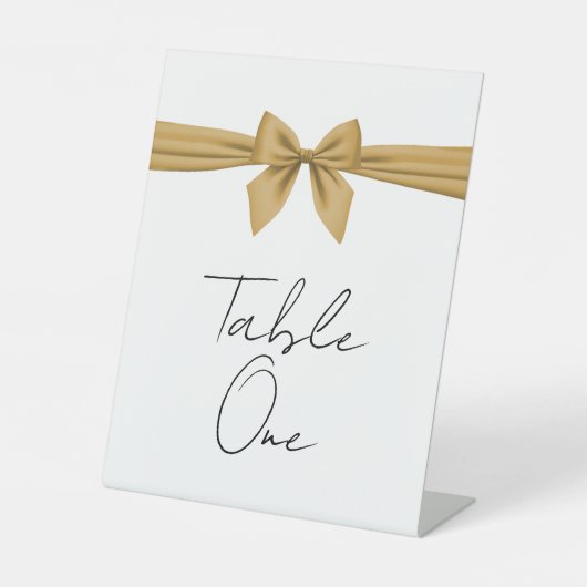 ブラック＆ゴールドのエレガントな結婚式のテーブルナンバー 台座サイン (正面)