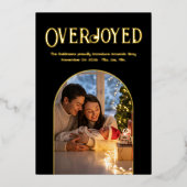 ブラック&ゴールドのクリスマスベイビー 誕生発表写真 箔シーズンカード (正面)