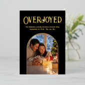 ブラック&ゴールドのクリスマスベイビー 誕生発表写真 箔シーズンカード (立ち正面)