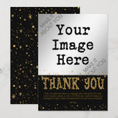 ブラック＆ゴールドのグリッターで感謝を伝えるカード サンキューカード (正面/裏面)