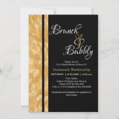 ブラック＆ゴールドのシャンパンバブル ブランシュ＆バブル 招待状 (正面)