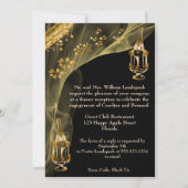 ブラック＆ゴールドのシャンパン アイス バケット 結婚式お披露目パーティー 招待状 (裏面)