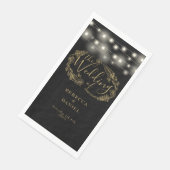 ブラック＆ゴールドのストリングライト フラワーの結婚式 (コーナー)