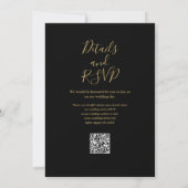 ブラック&ゴールドのストリングライトQRコードの秋の結婚式 招待状 (裏面)