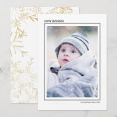 ブラック&ゴールドのスノーフレーク ハヌカ 祝賀 家族写真 シーズンカード (正面/裏面)