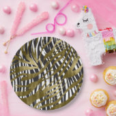 ブラック＆ゴールドのゼブラプリント サファリチック グラマラス ペーパープレート (パーティー)