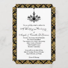 ブラック、ゴールドのダマスク、シャンデリア 50周年