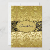 ブラック＆ゴールドのダマスク ブライダルシャワーの招待状 招待状 (裏面)