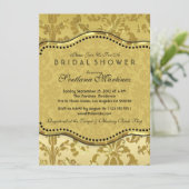 ブラック＆ゴールドのダマスク ブライダルシャワーの招待状 招待状 (スタンド正面)