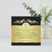 ブラック&ゴールドのダマスク 50周年結婚記念日 招待状 (スタンド正面)
