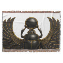ブラック&ゴールドのファラオの甲虫のスローブランケット