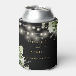 ブラック×ゴールドのフラワーグリーンリーストリングライト 結婚式 缶クーラー