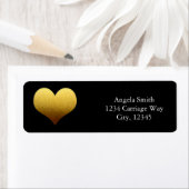 ブラック＆ゴールドのホイルハートステッカー住所ラベル ラベル (インサイチュ)