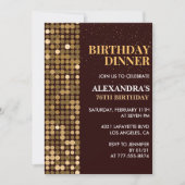 ブラック+ゴールドのラグジュアリーなスパークルで76歳の誕生日を祝おう 招待状 (正面)