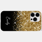 ブラック＋ゴールドのラメ入りグラマラス Case-Mate iPhoneケース (裏面 (横))