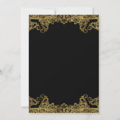 ブラック＆ゴールドのレース エレガントなウェディング 招待状 (裏面)