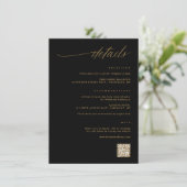 ブラック&ゴールドの上品な結婚式の詳細 エンクロージャーカード (スタンド正面)