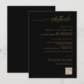 ブラック&ゴールドの上品な結婚式の詳細 エンクロージャーカード (正面/裏面)