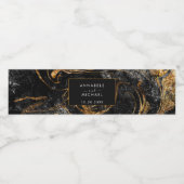 ブラック&ゴールドの大理石 ペットボトルラベル (シングルラベル)