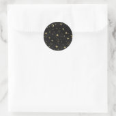ブラック&ゴールドの天体月と星の結婚式 ラウンドシール (バッグ)