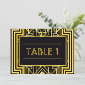 ブラック＆ゴールドの幾何学的なテーブルナンバー 招待状 (スタンド正面)