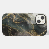 ブラック+ゴールドの抽象的な大理石 iPhoneケース (裏面横)