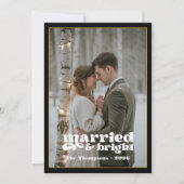 ブラック＆ゴールドの新婚夫婦のクリスマス シーズンカード (正面)