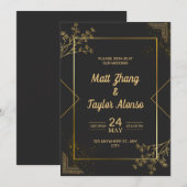 ブラック&ゴールドの結婚式の招待状 招待状 (正面/裏面)